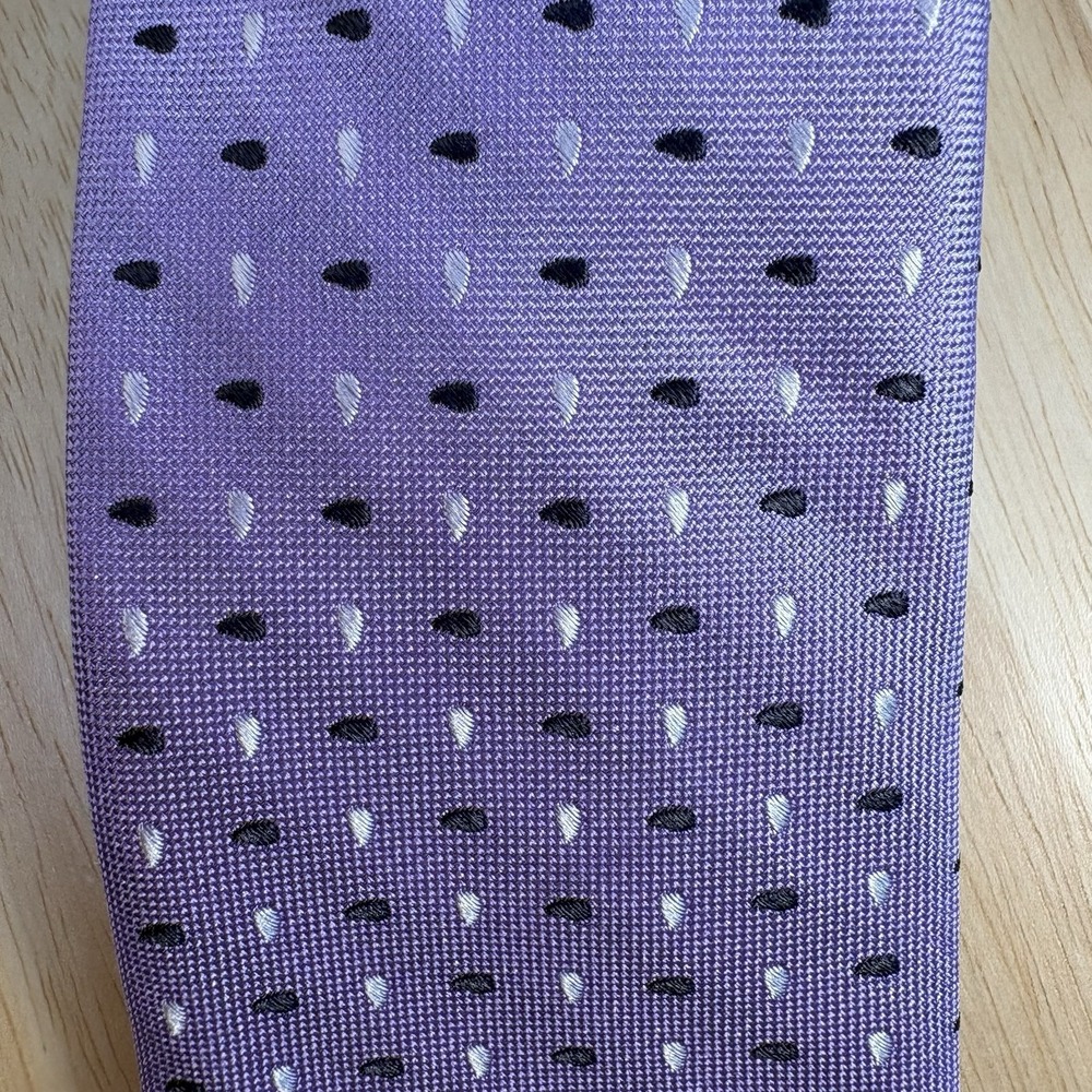 Nordstrom Men's Purple Black White Geometric Woven Silk Pointed Tie Classic